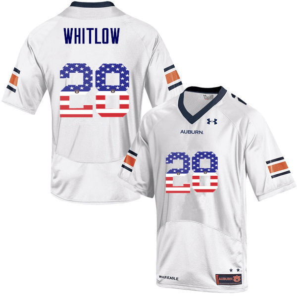 Men #28 JaTarvious Whitlow Auburn Tigers USA Flag Fashion College Football Jerseys-White